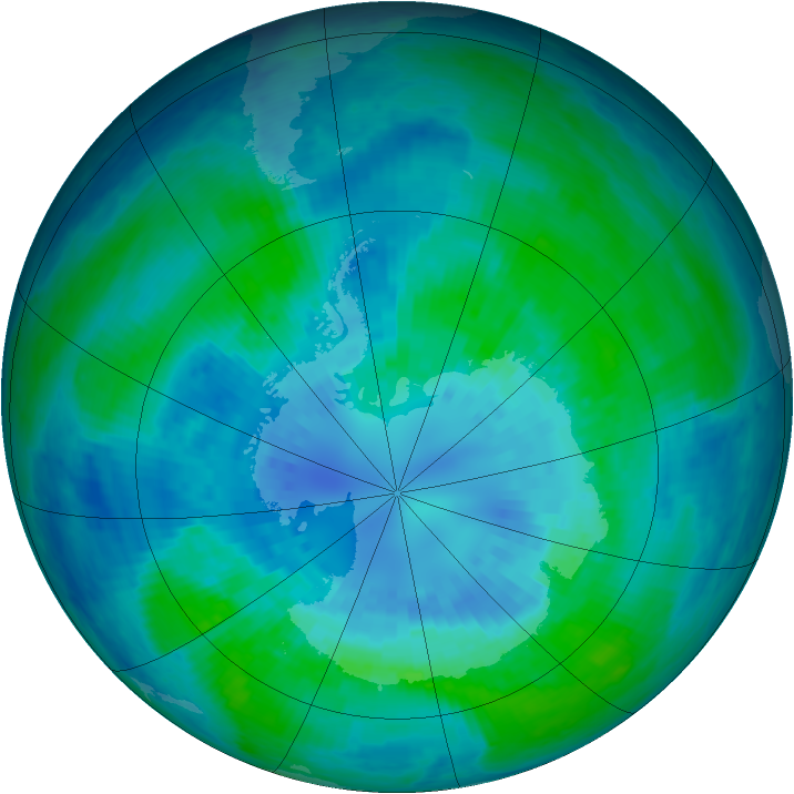 Antarctic ozone map for 03 April 2003